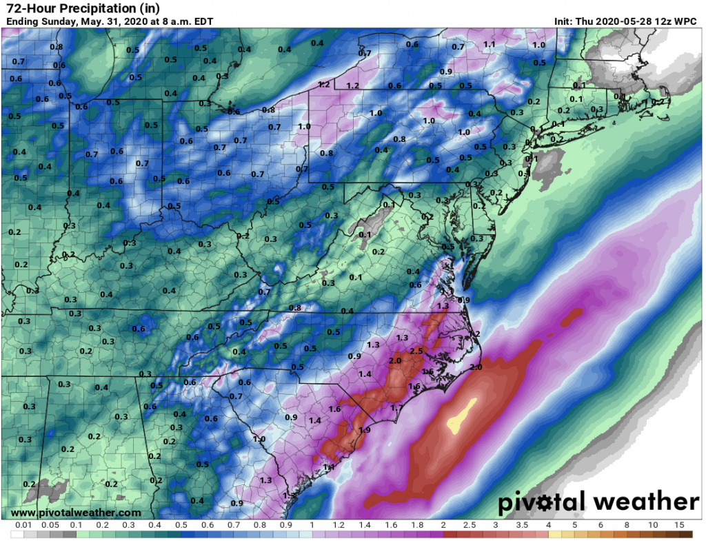 It is likely that rivers remain flooded. Estimated precipitation accumulation through Sunday, May 31st.