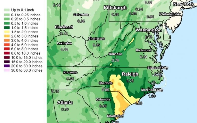 Southeast accumulated precip totals for the following week