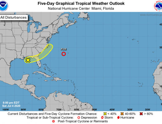 National Hurricane Center's 5-day outlook for Tropical Development in the Western Atlantic