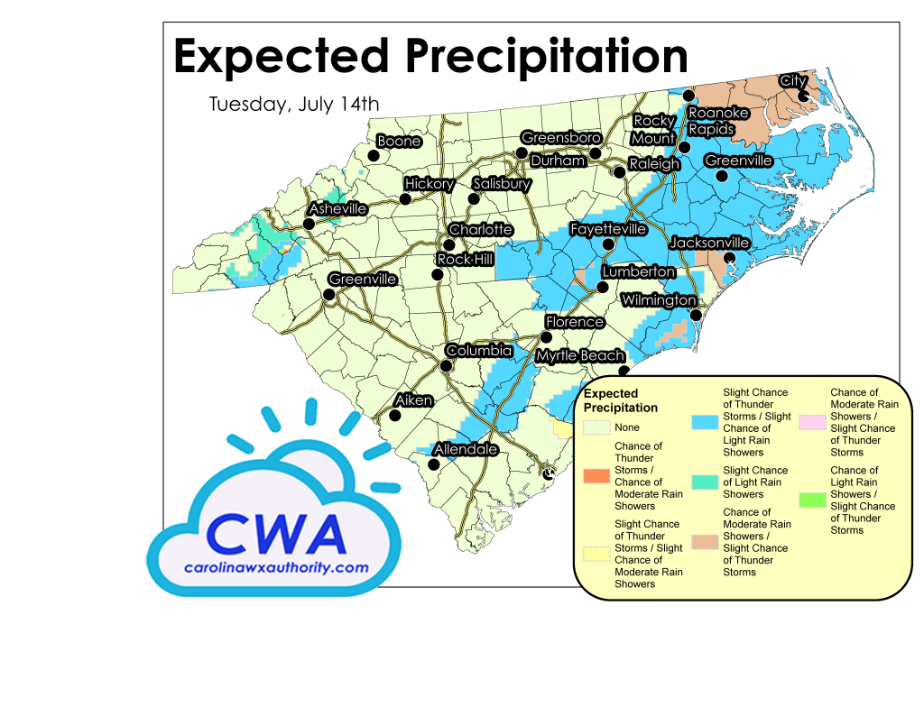 Precipitation Forecast for North Carolina and South Carolina