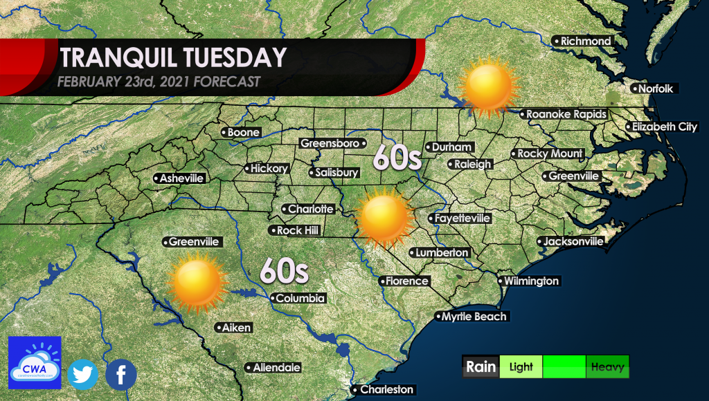 Tuesday Dry And Sunny; Rest of Week Detailed Forecast - Carolina ...