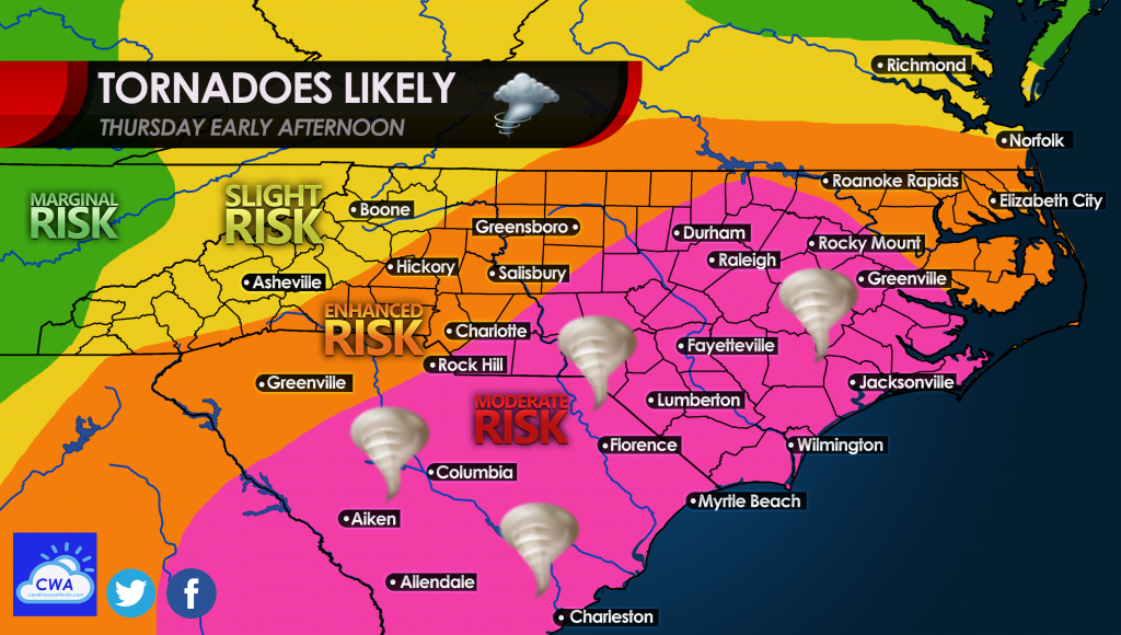 Potentially Deadly Day Thursday for the Carolinas as Powerful Storm