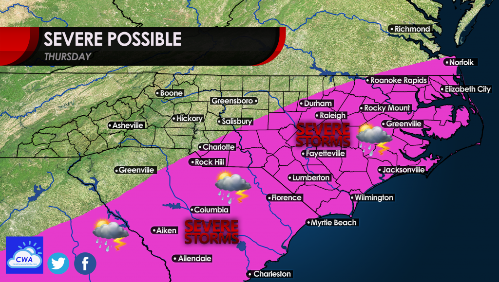 Potential for Severe Storms in The Carolinas on Thursday; Watching as ...
