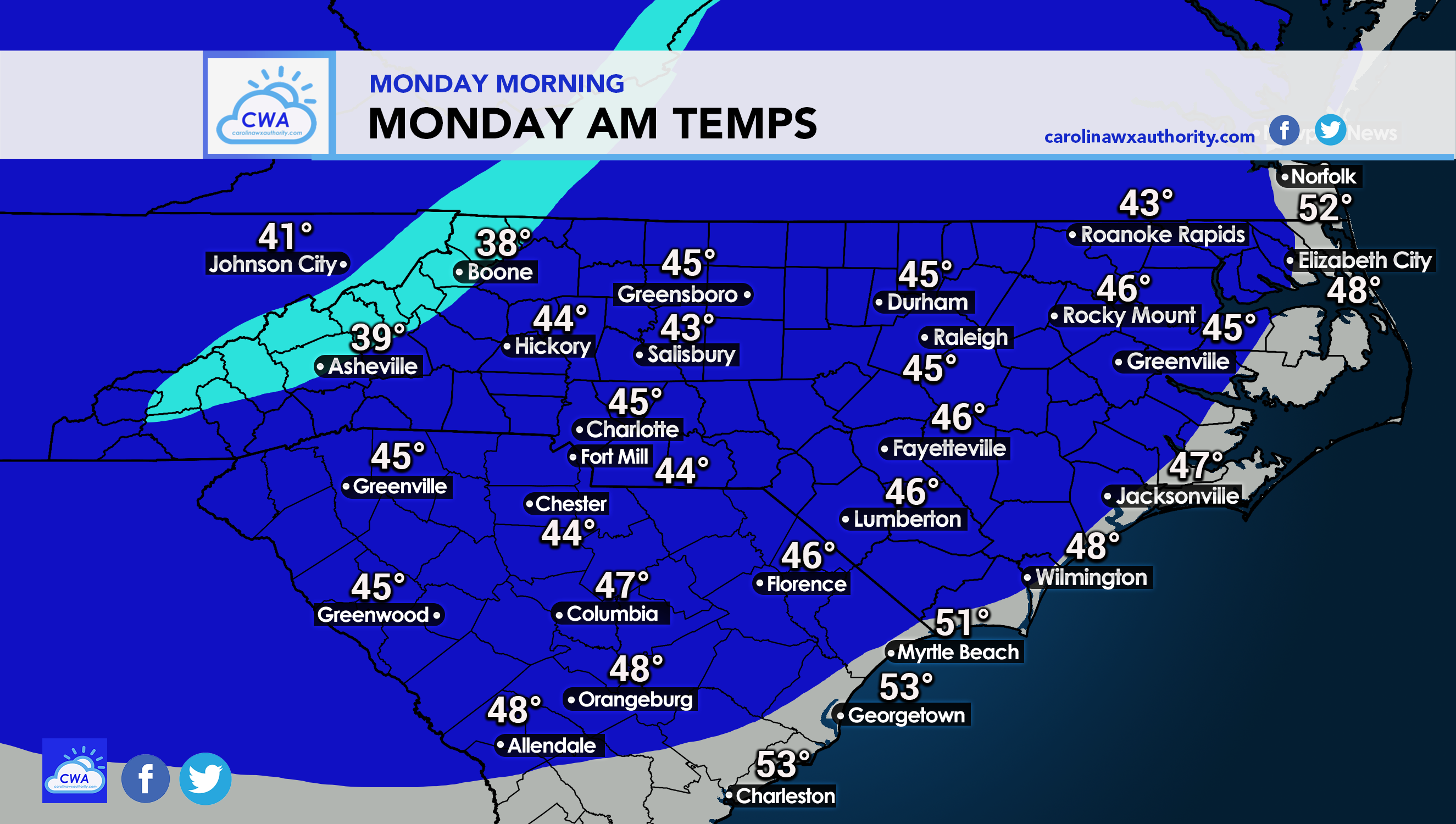 Monday Morning Set to Deliver Coldest Temps - Carolina Weather Authority