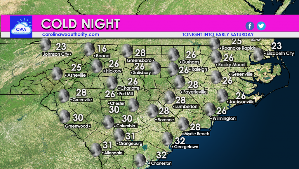 Clear and Cold Night Ahead; Chilly Saturday - Carolina Weather Authority