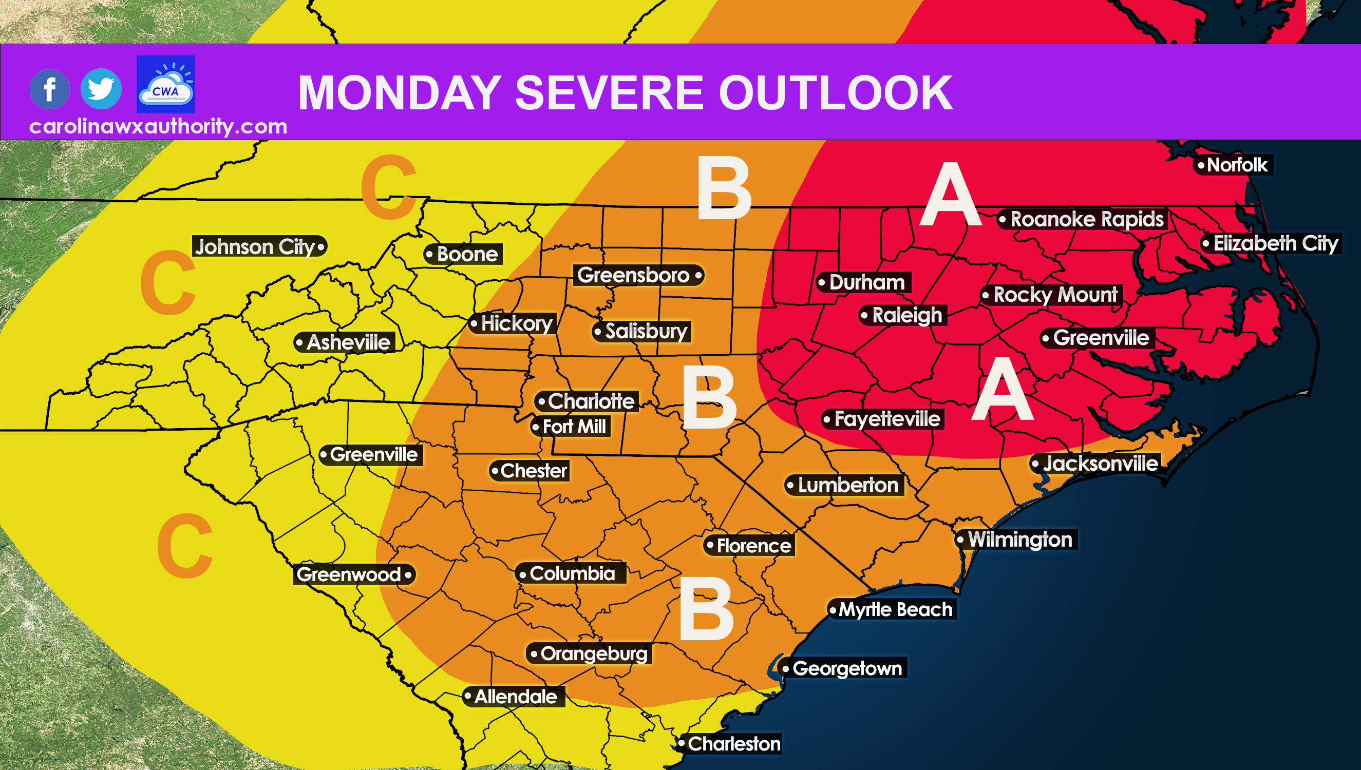Severe Storms Expected Monday; Damaging Winds, Hail, Few tornadoes ...